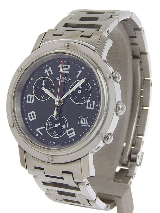 HERMES Clipper Watches CL1.910 blackDial Stainless Steel Quartz Chronograp... main image 5